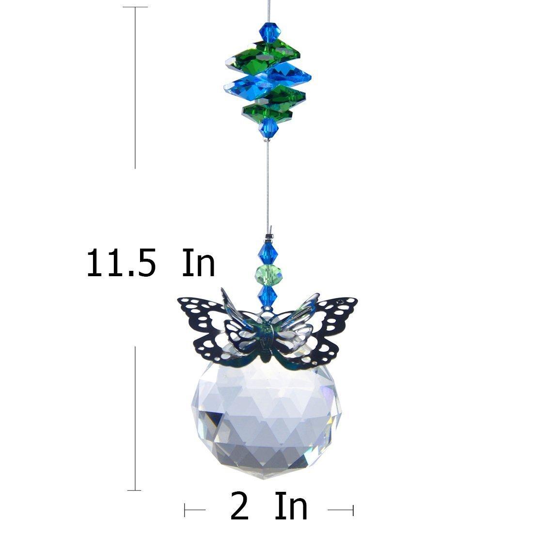 H&D 40 mm Handmade Butterfly Crystal Ball Prism Rainbow Maker Hanging